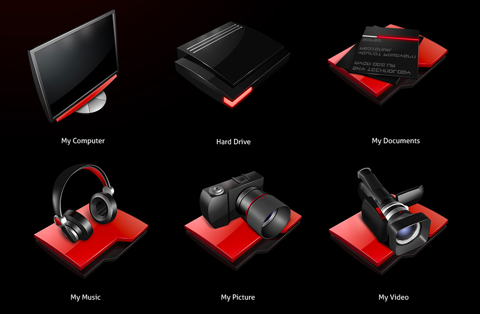 ハイクオリティな光沢が素敵な赤と黒の組み合わせのアイコン