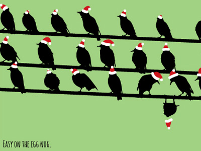 クリスマスを感じさせる！サンタの帽子をかぶる可愛い鳥さんたちのイラスト
