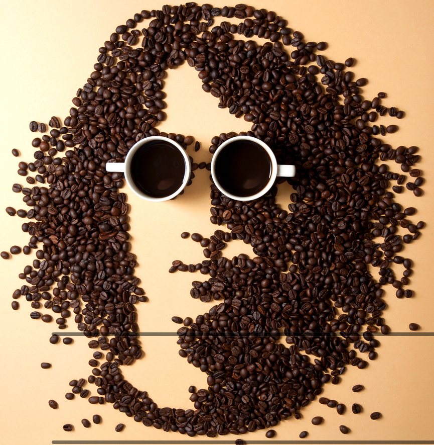 コーヒー豆でジョン・レノンを描いたアート作品
