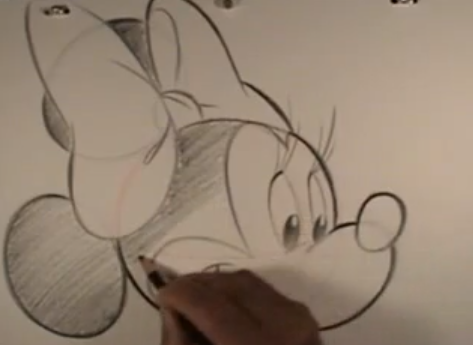 ミニーマウスの描き方をレクチャーしてくれる動画